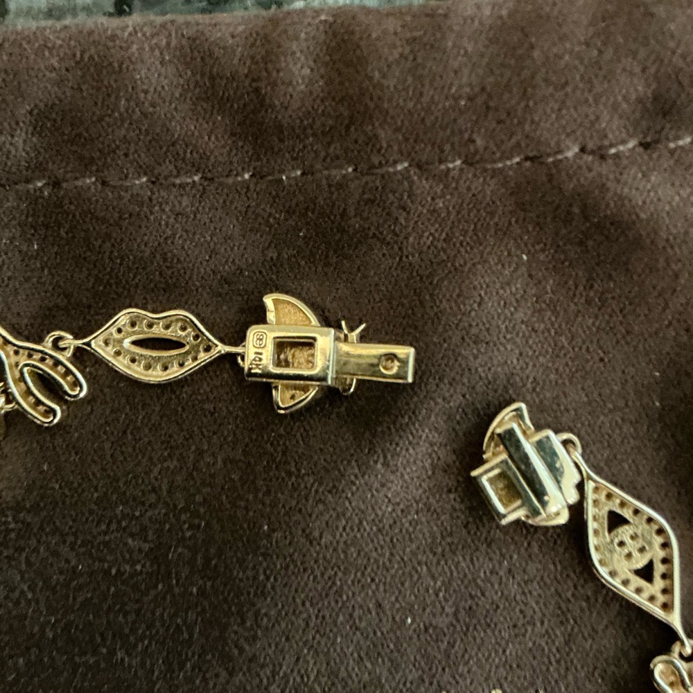 BRAND NEW BEAUTIFUL SYDNEY EVAN SMALL DIAMOND GOLD ICON ANNIVERSARY BRACELET - Picture 9 of 16